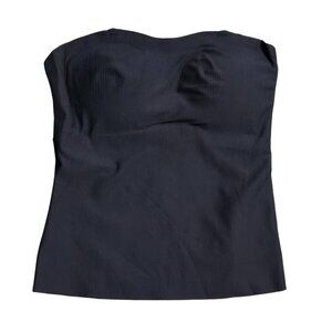 NWT | Black Fine Ribbed Bandeau Tank Top | Removable Straps | Size Medium